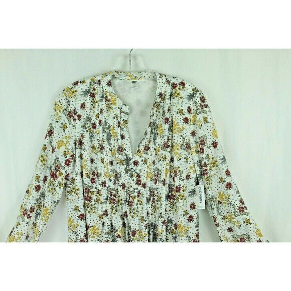 Old Navy Dress Medium Multicolor Women Floral Long Sleev Peasant Cottagecore New - Picture 3 of 8